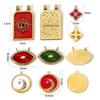 1 Piece Rhinestone Evil Eye Pendant 14K Real Gold Plated Stainless Steel Geometric Moon Charms For Jewelry Making DIY Finding