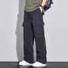 Tooling pants men's summer thin American trendy brand khaki functional loose straight ice silk casual pants