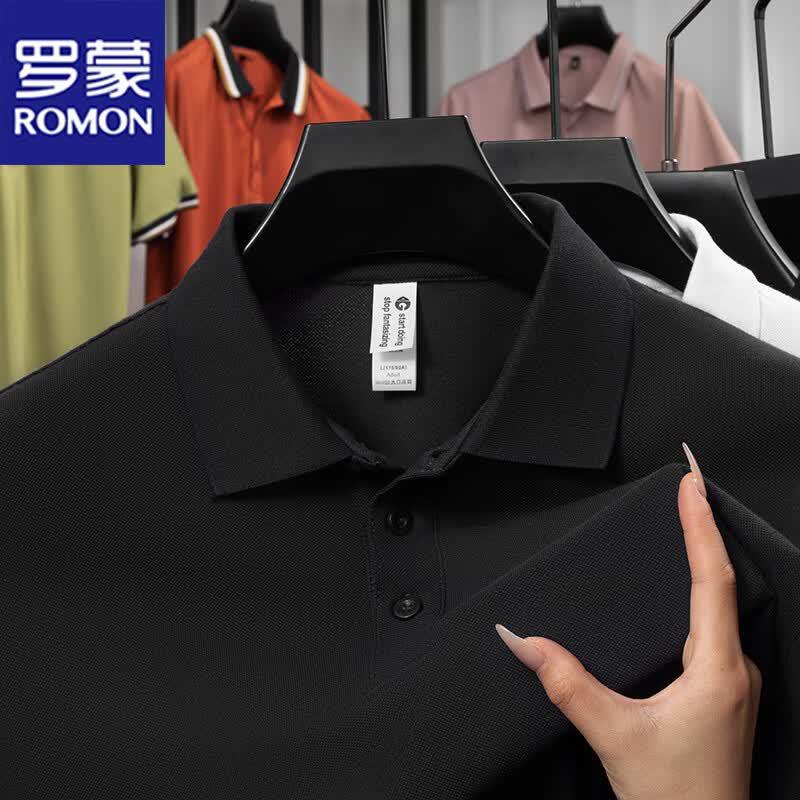 ROMON Men s Short Sleeve Lapel Polo Shirt M чёрный
