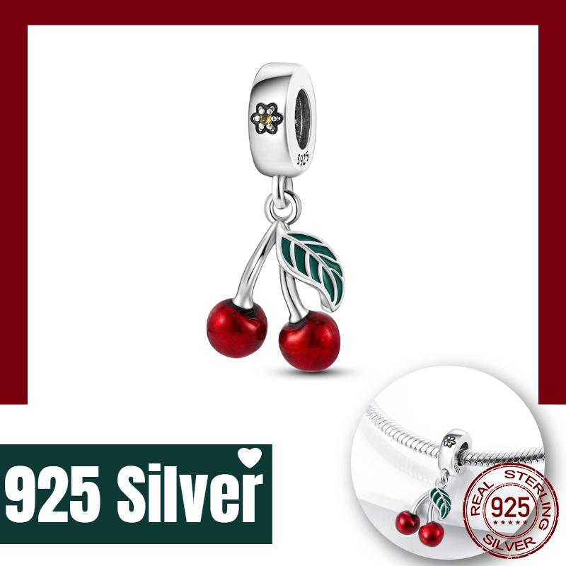 New Summer Fruit Cherry Strawberry Watermelon Charms Fit Bracelets Necklace Beads Diy Copper Women Jewelry Making