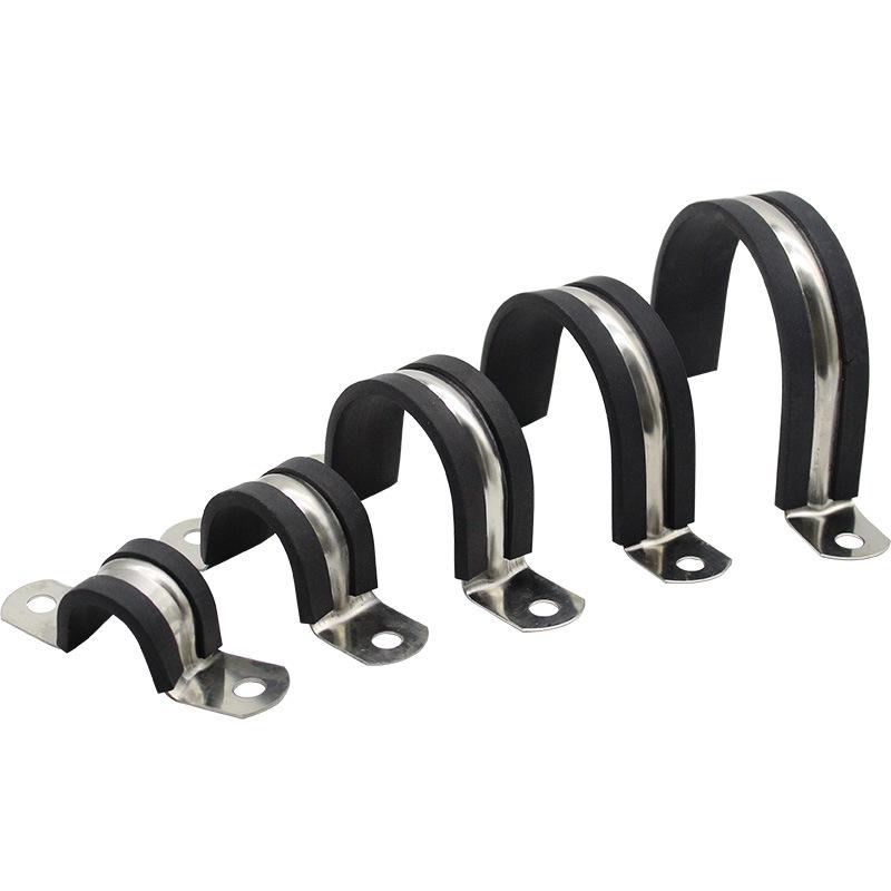 304 Stainless Steel U-Shaped Pipe Clamp with Pad for Water/Cable