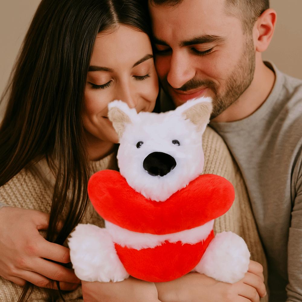 Interactive Heart Beart Stuffed Animal Doll Fluffy West Highland Dog Doll  Decoration Gifts