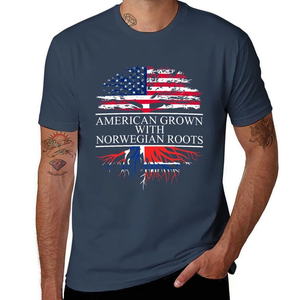American Grown with Norwegian Roots Shirt TShirt Long Lasting Casual TShirt