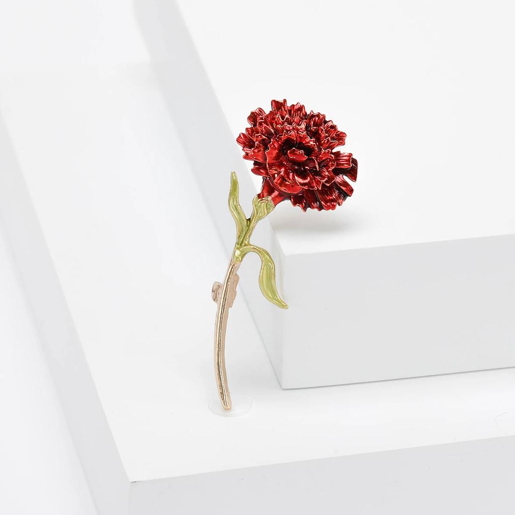Mother's Day Enamel Carnation Brooch for Women Unisex Botanical Flower Pins Event Funny Luxury Gifts New Year Friends Decoration