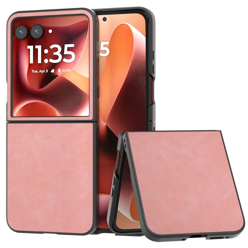 For Motorola Razr 60 Ultra 5G Case Black Edge PU Leather+PC Folding Phone Cover