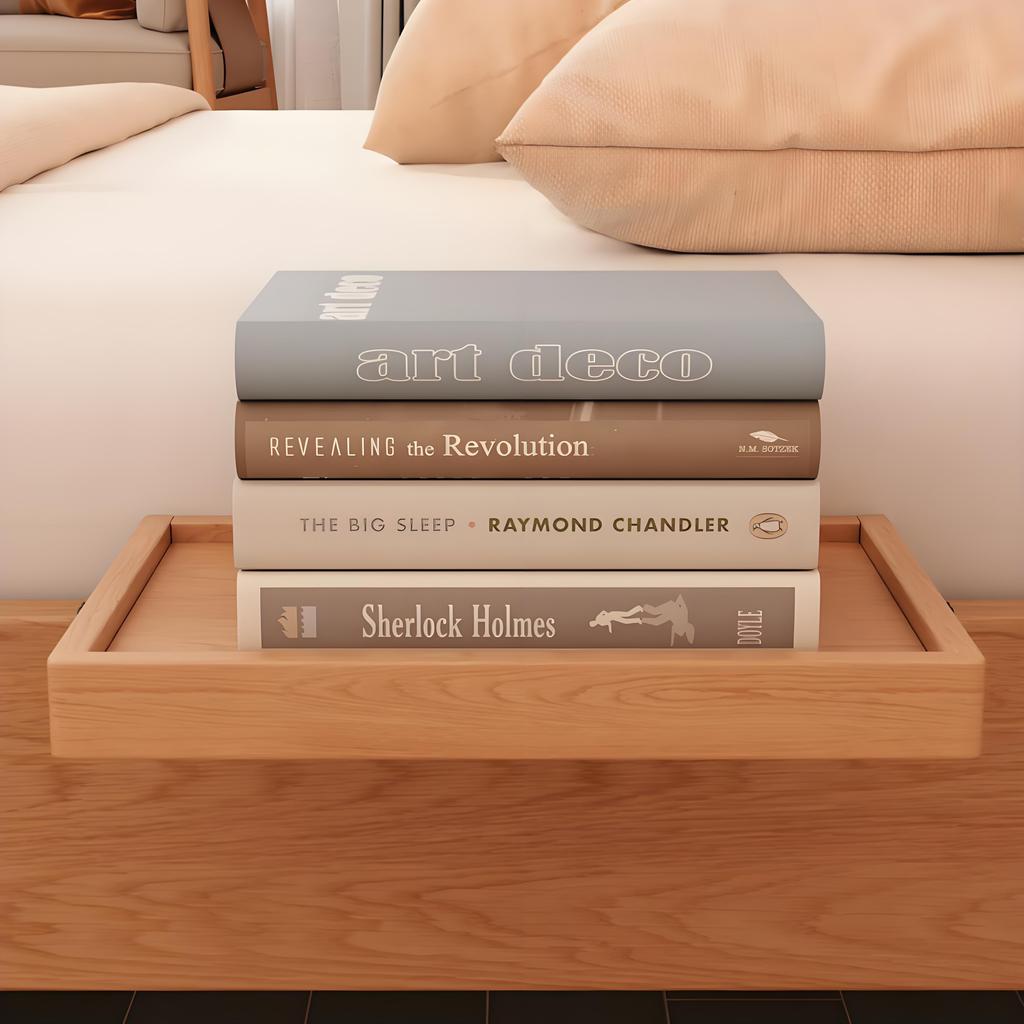 Simple Wall-Mounted Foldable Nightstand Compact Space-Saving Bedside Table with Cup Holder for Dorm Upper Bunk Shelf