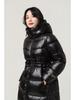 Schwarzgoldene Damen Slimming Lange Daunenjacke - Winter 2025, Kältebeständiger & Warmer Mantel.