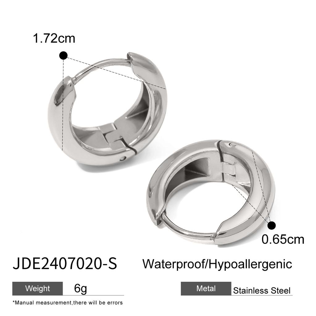 Uworld Simple Classic Gold Color Plated Stainless Steel Chubby Earrings 12mm 14mm 18mm Women's Jewelry