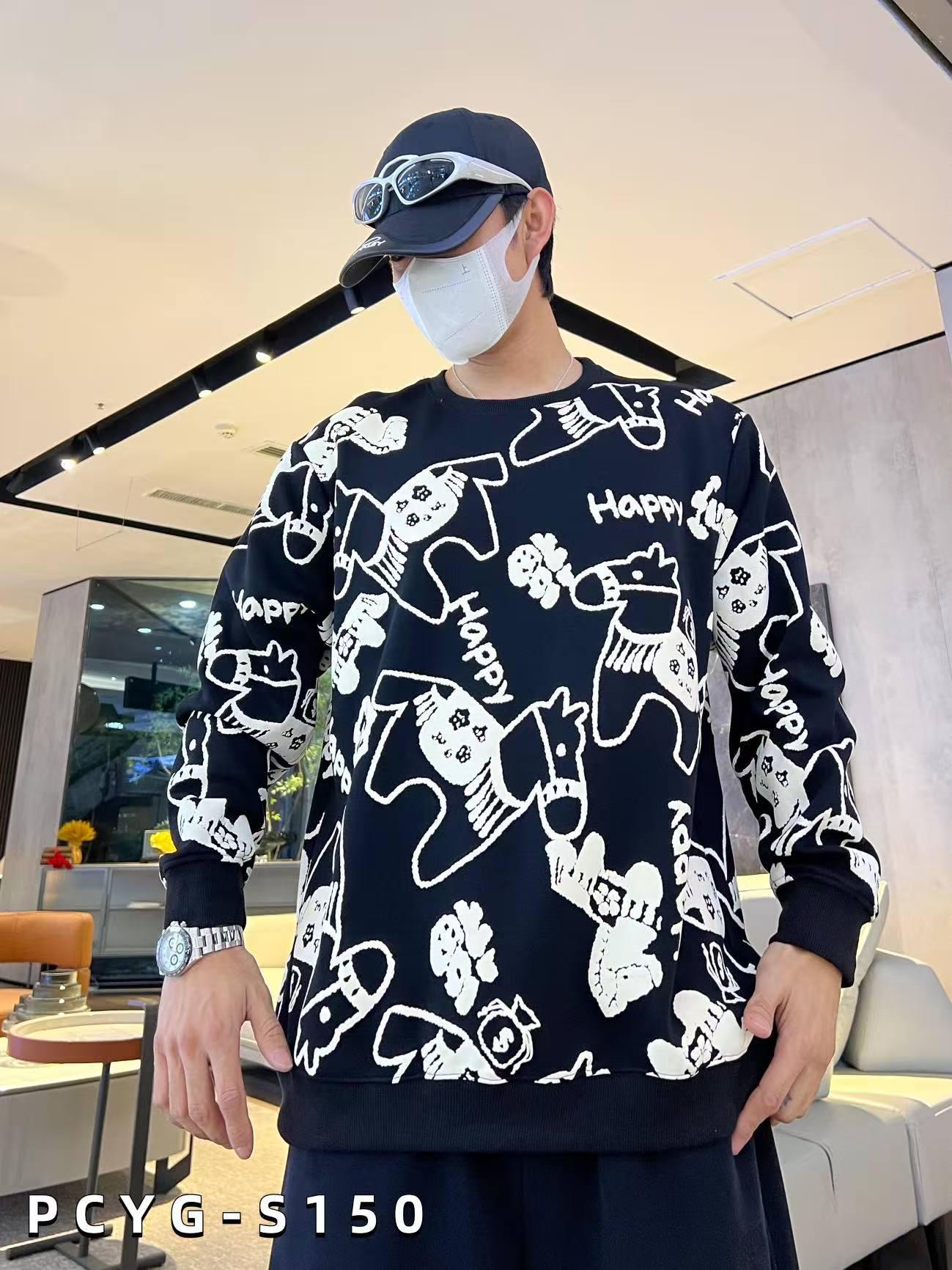 Men s Plus Size Red Round Neck Hoodie - Zodiac Horse Year Knitwear 7XL (250-270 Jin) чёрный