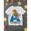 TOM&JERRY Cartoon Pattern Printed Cotton Imitation Cute Children's Casual Top Fashion Sports T-shirt Summer Adult T-shirt