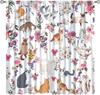 Cute Cat Curtains,Funny Kawaii Floral Kitten Watercolor Colorful Aesthetic Art Pet Love Animal Window Treatments For Kids Girls