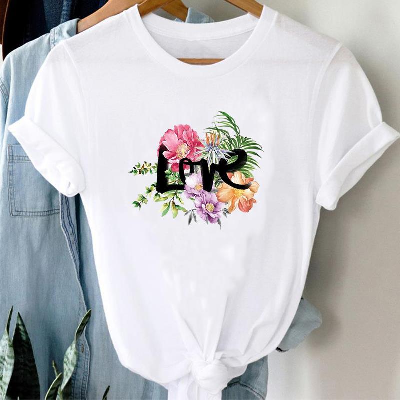 (European Size) 90s Letter Trend Cute Tee Top Fashion T Shirt Women Print Lady Clothing Casual  Short Sleeve Female Graphic T-shirt
