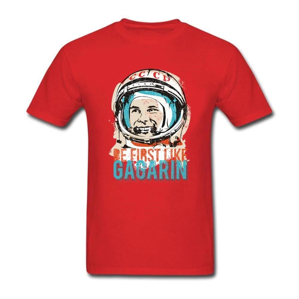 

Be First Like Gagarin Retro CCCP Soviet Cosmonaut TShirt 100 Cotton ONeck Summer Short Sleeve Casual Mens Tshirt Size S3XL S