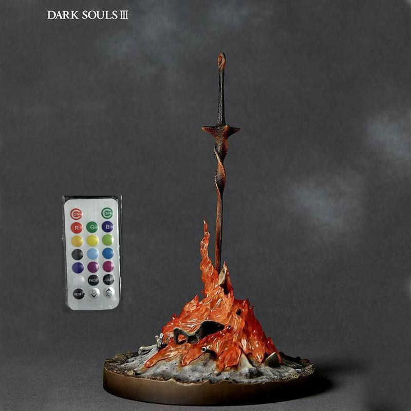 

Dark Souls Action Figure Bonfire Fire Glowing Sword LED ILLUMINATION Bonfire LIT Light-up Statue Glow Sword Glowing Model Toy