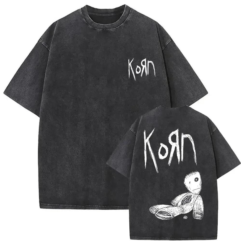 

Korn Nu Metal Band Y2K Coquette Aesthetic Group Photo Graphic Oversized Vintage Washed Streetwear T-Shirt Top for Nu Metal & Rock Fans L