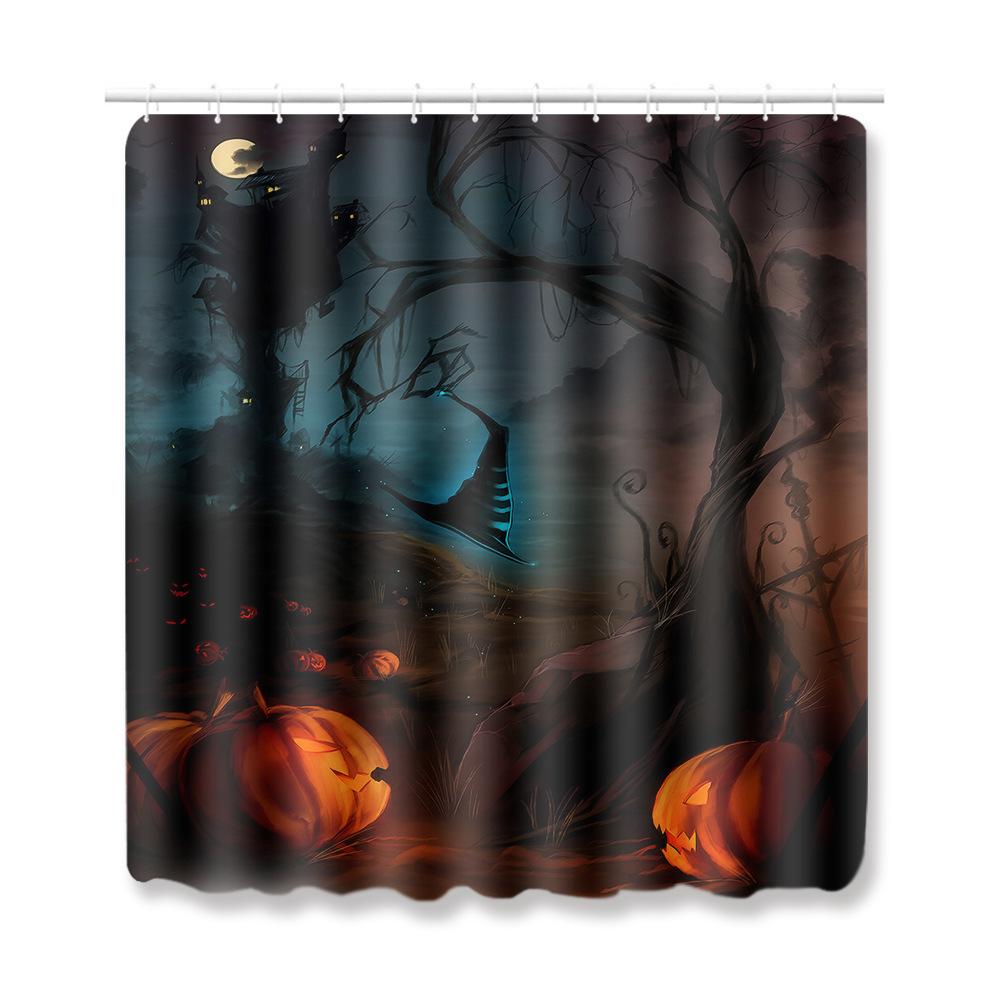 Halloween Bathroom Four-Piece Combination Set Bedroom Non-Slip Carpet Floor Mat Door Mat