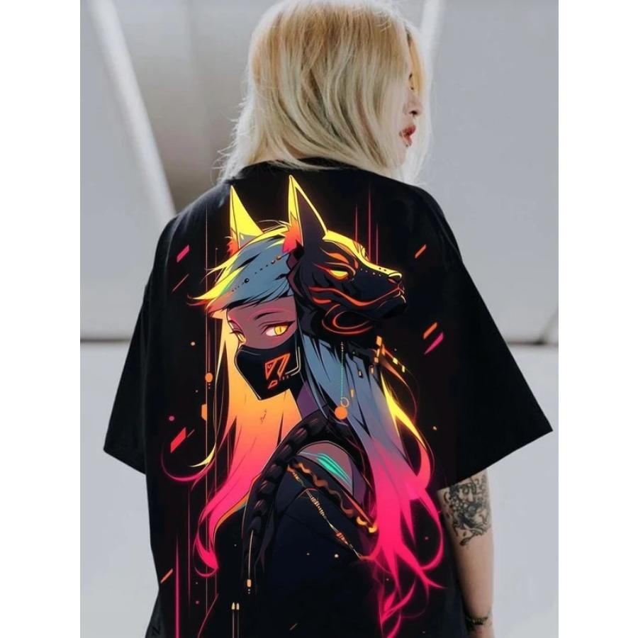 2024 Summer Fashion T-shirts Men Women Unisex Oversize Anime Character Japanese Style Streetwear Super Cool Couple T-shirts