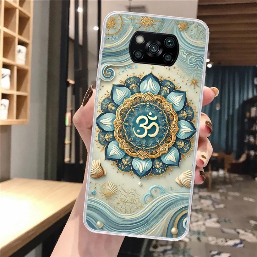 Mandala Chakra Insist Yoga Silicon Phone Case For Xiaomi Poco X3 Nfc X5 X6 X7 F7 Ultra F6 F5 Pro M6 M5S X4 F4 GT M4 M3 F3 Cover