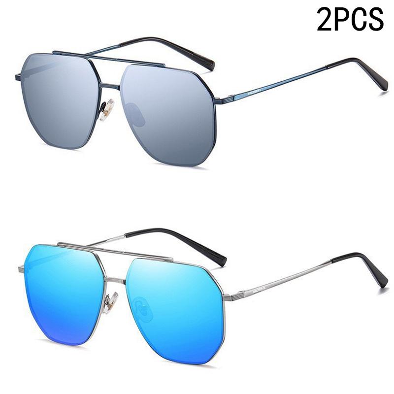 2PCS New Men's Sunglasses Fishing And Driving Special Sunglasses Driving Metal Frame Glasses 8819
