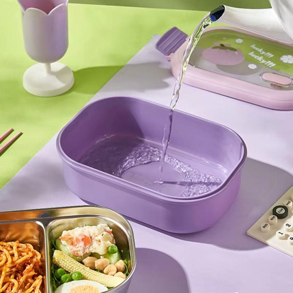 Stainless Steel Lunch Container 2 Compartments Food Storage Box Heatable Fruit Lunch Box Camping