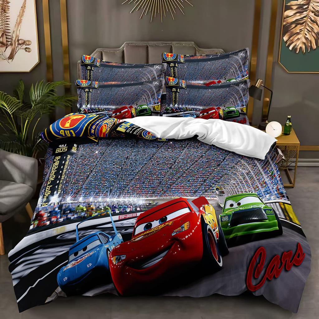 Roupa de Cama Infantil Desenho Relâmpago Três Peças Capa de Edredom