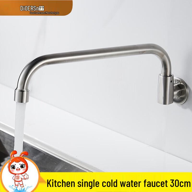 Di er Thickened Stainless Steel Wall-Mounted Kitchen Faucet