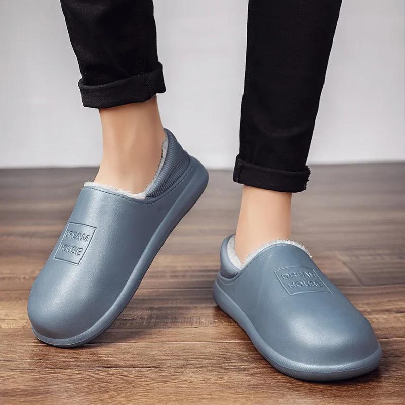 Chaussures pour Hommes Couple Femmes Chaussons d'Intérieur Recouvrant le Talon Intérieur et Extérieur Doux et Confortable Ajouter du Velours Imperméable Antidérapant Chaud