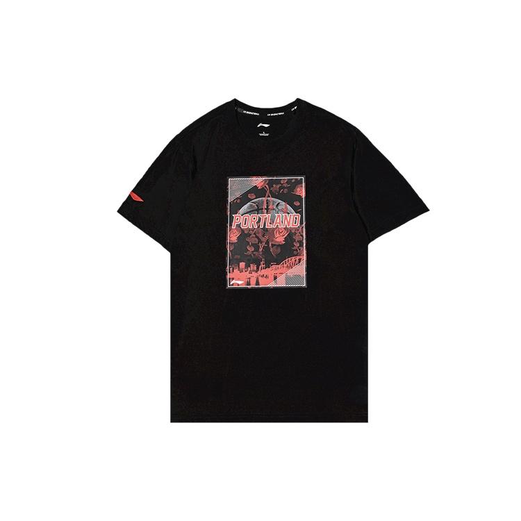 Li-Ning Basketball Series Logo Pattern Short Sleeve  Black  Men s AHSQ219-1 L