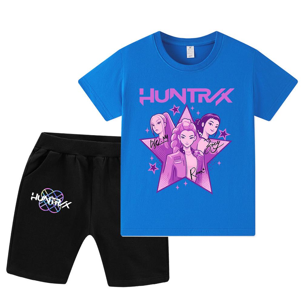 WA1209 Kids Boys Girls Kpop Rumi Zoey Mira Print Short Sleeves T-shirt Shorts Pants Sets