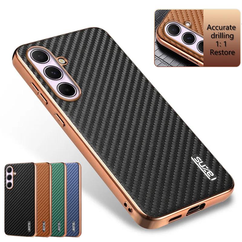Custodia per Telefono con Motivo a Fibra di Carbonio per Samsung Galaxy A17 A37 A57 A56 A36 A26 A16 A06 A55 A35 A25 A15 A05S A54 A34 A14 Cover in TPU