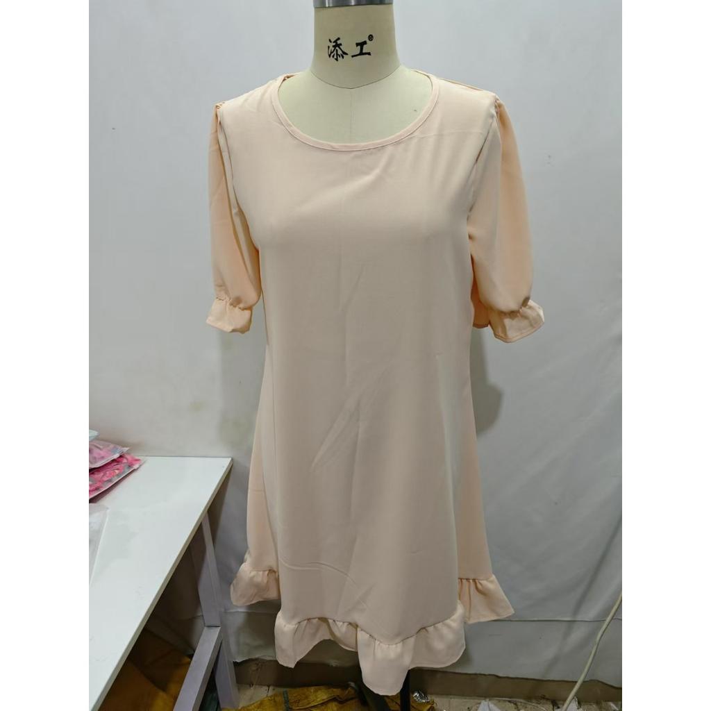 Spring Summer Women's Vintage Cotton Linen Dress, European American Style Solid Color Round Neck Half Sleeve Loose Flowy Midi Dress for Casual