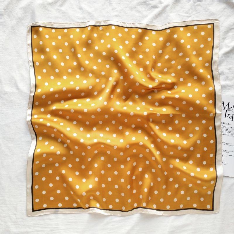 Eșarfă mică pătrată de primăvară și vară pentru femei | Eșarfă și eșarfă versatilă decorativă literară în stil coreean cu buline pentru doamne