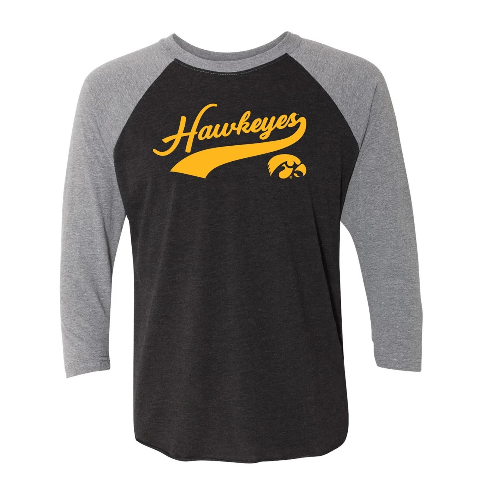 Iowa Hawkeyes Baseball Jersey Raglan - Vintage Black / Premium Heather L