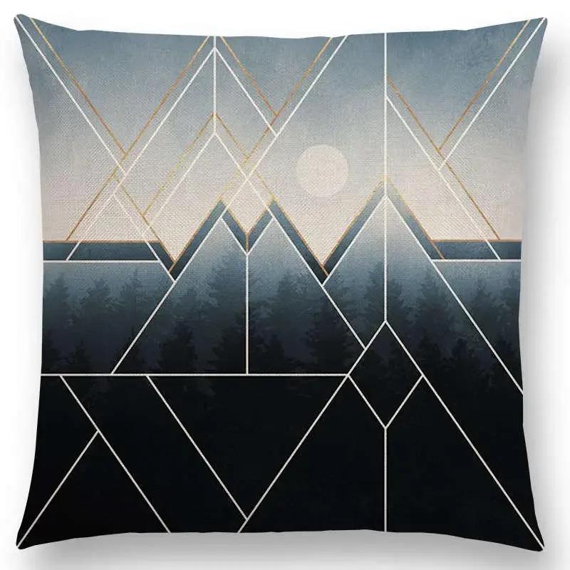 New Colorful Blocks Layers Stripes Geometric Combination Gold Lines Gorgeous Prints Cushion Cover Throw Pillow Case