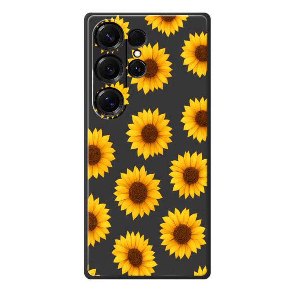 For Samsung Galaxy S25 Ultra Case Sunflowers Pattern Printing Straight Edge TPU Phone Back Cover