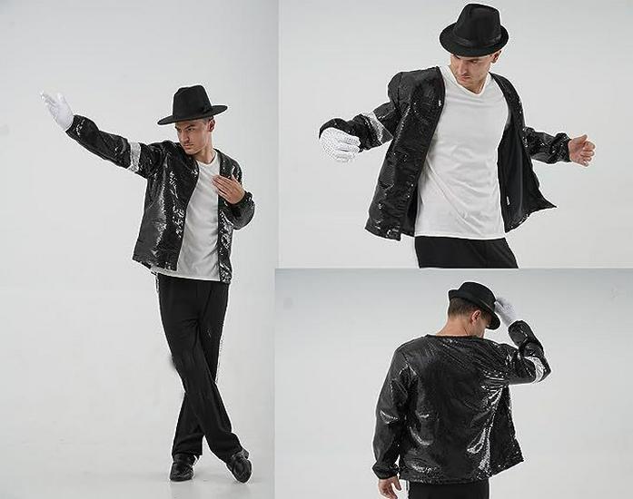 Michael Jackson Unisex Stage Sequin Costume for Children and Adults