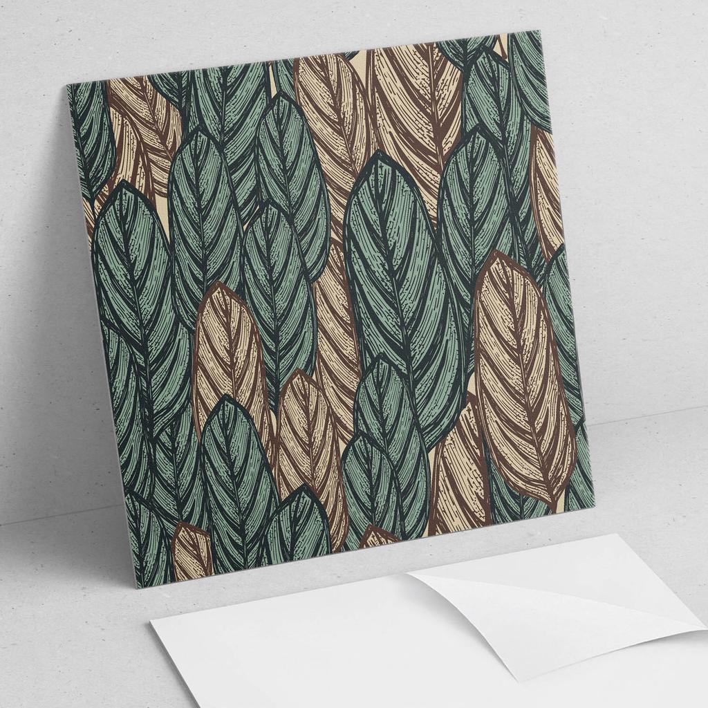 Zestaw Kafelków Pcv Z Dekorem Do Kuchni Lub Łazienki Wzór Liści Na Tle 9X30X30 Cm