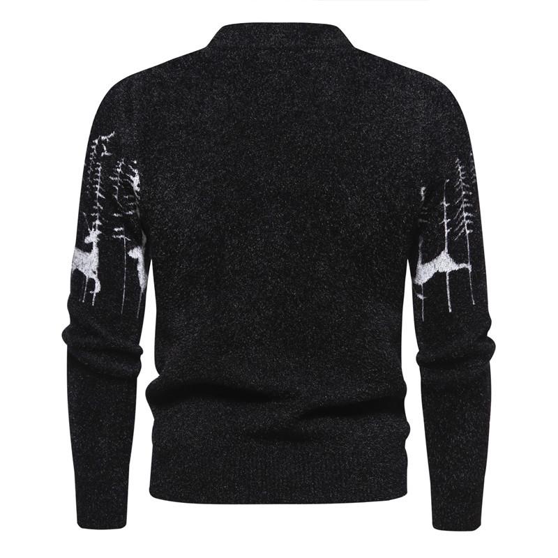 Men's Christmas Imitation Mink Velvet Half-High Collar Sweater - Autumn/Winter Knitwear.