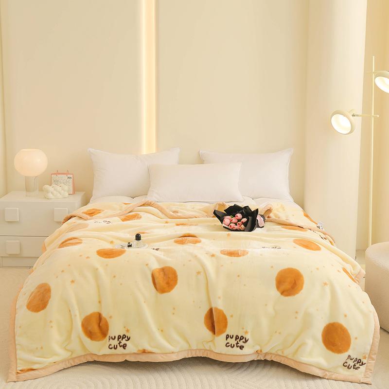 High Quality Warm Floral Printed Blanket Cozy Double-Layer Thick Sofa Blanket for Home Flannel Bed Sheets for Autumn and Winter