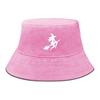 Bucket Hat With White Witch Print , Men's Cap Candy Color Spring Solid Color Basin Hat
