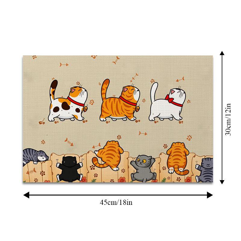 4Pcs, Cat-Themed Placemats, Best Placemats, Washable, Suitable for Holiday Parties, Home Decor, Kitchen Countertops, Rectangular Dining Rooms