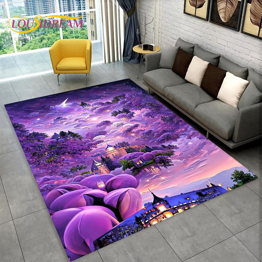 3D Beautiful Dream Magic Castle Scenic Area Rug,Carpet Rug for Living Room Bedroom Sofa Doormat Kitchen Decor Non-slip Floor Mat