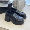 Leather platform British style small leather shoes women's 2025 new spring and autumn one-pedal loafers versatile casual single shoes