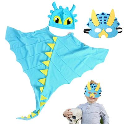 Dragon Costume Kids Dinosaur Costume For Kids Dragon Costume Set Cloak Hat Face Cover For Halloween Dinosaur Dress-up Pretend