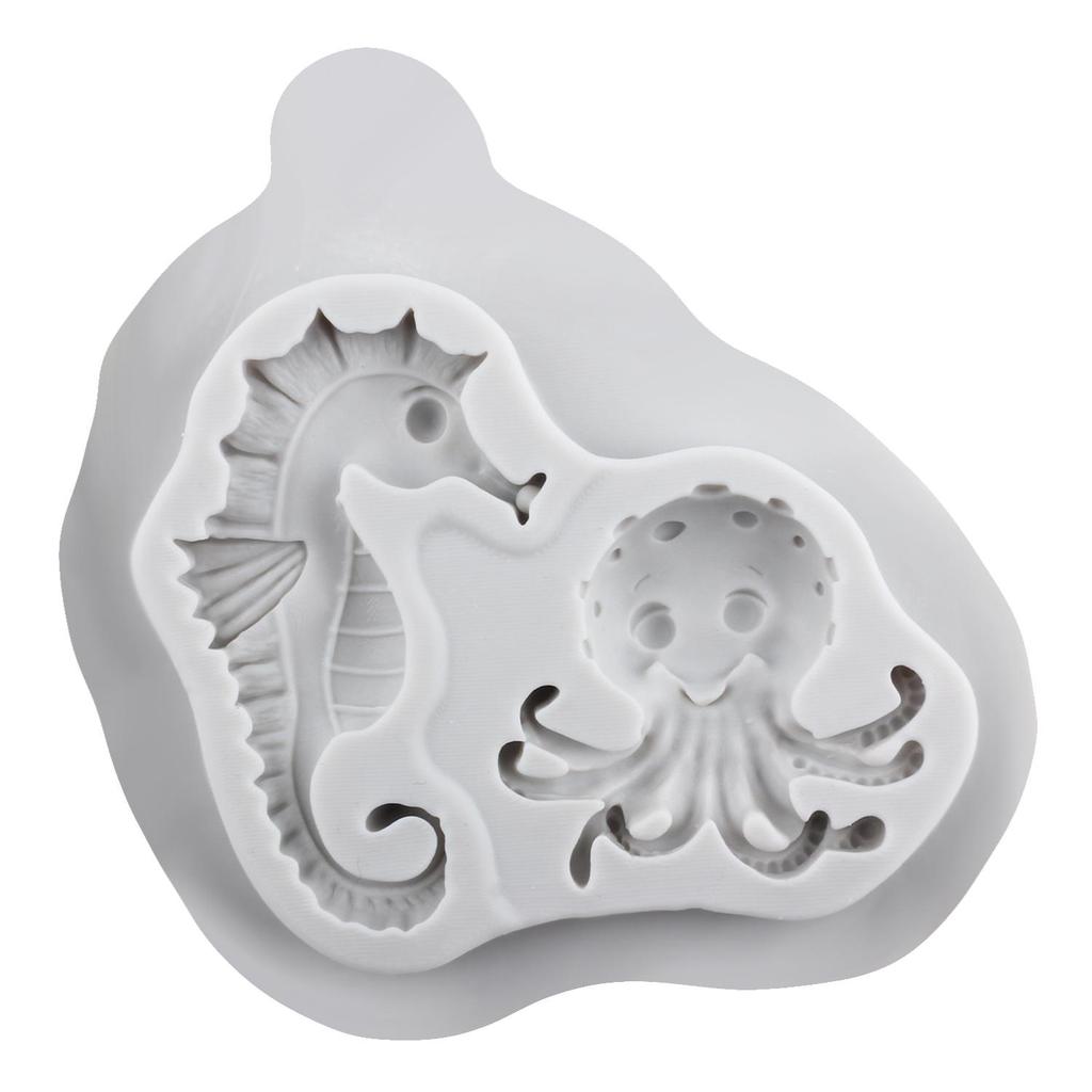 Mermaid Dolphin Silicone Mold Fish Turtle Crab Octopus Seahorse Molds Cake Decorating Tools Cupcake Topper Candy Resin Clay Chocolate Gumpaste Mold