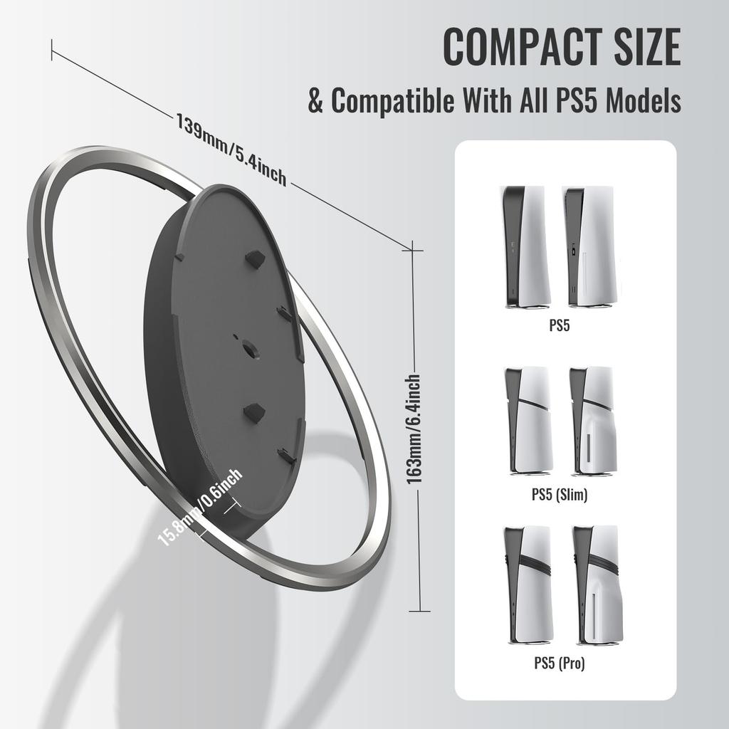JOYSOG Vertical Stand for Sony Pro Digital Disc Console Edition Stand Station PS5/PS5 Slim/PS5 & (Gray)