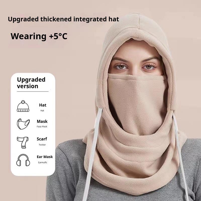 Winter Warm Mask Cycling Ski Hat Neck Mask Integrated Windproof Coldproof Plus Velvet Thick Warm Headgear
