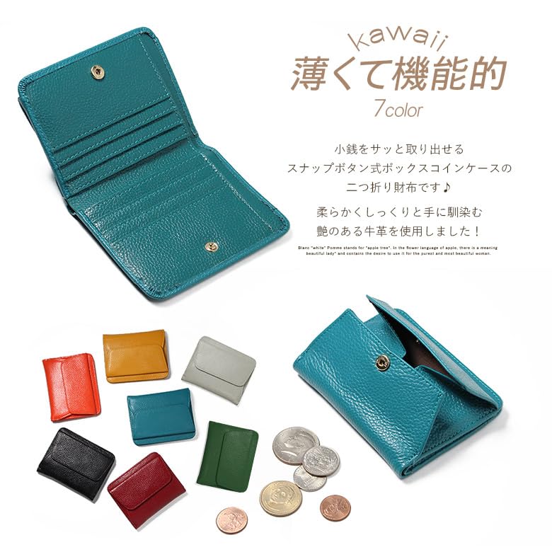 Blanc Pomme Damen-Bifold-Ledergeldbörse mit boxförmigem Münzfach, Grün, bp-1046