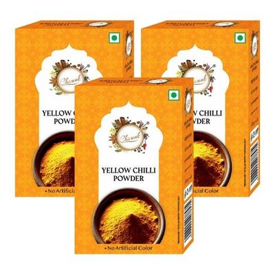 Chounk Żółty Proszek Chilli | Czysty i Naturalny Proszek z Żółtych Chilli | Pili Mirch Masala bez Sztucznych Barwników, Żółta Masala Chilli 300g (100g X 3)