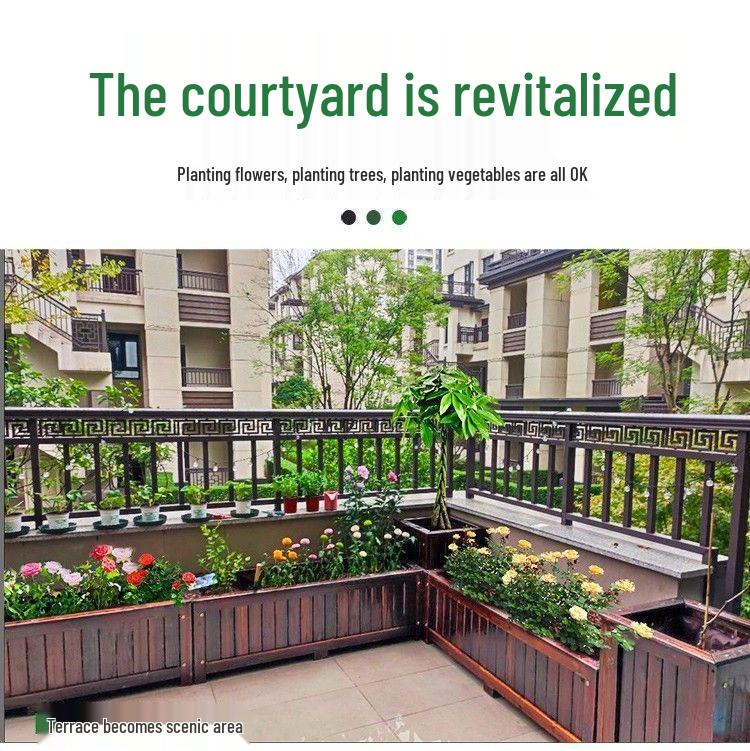 Carbonized Wood Flower Trough: Outdoor Anti-Corrosion Garden Planter Box for Balconies and Roads